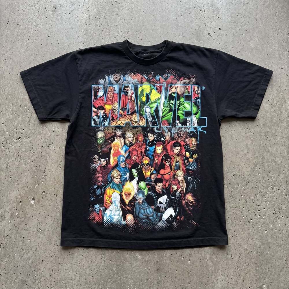 Y2K Marvel Civil War T-Shirt Black Graphic Heroes